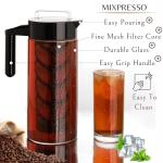 Mixpresso Cold Brew Maker For Iced Coffee and Iced Tea, Cold Coffee Maker Glass Pitcher, Tea Infuser For Loose Leaf Tea, 44oz Large Ice Tea Brewer with Easy to Clean Reusable Mesh Filter.