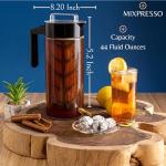 Mixpresso Cold Brew Maker For Iced Coffee and Iced Tea, Cold Coffee Maker Glass Pitcher, Tea Infuser For Loose Leaf Tea, 44oz Large Ice Tea Brewer with Easy to Clean Reusable Mesh Filter.
