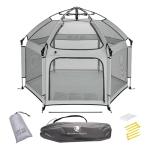 Light Grey POP 'N GO Baby Playpen - Indoor & Outdoor Playpen for Babies and Toddlers - Baby Beach Tent, Foldable, Portable W/Canopy & Travel Bag - Pop Up Pack and Play Yard