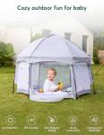 Babelio Pop up Baby Tent, Travel Playpen for Babies， Indoor and Outdoor, Portable/Foldable Play Yard W/Canopy, Travel/Nap, Sun Protection, One-Touch Storage- Light Grey