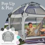 Light Grey POP 'N GO Baby Playpen - Indoor & Outdoor Playpen for Babies and Toddlers - Baby Beach Tent, Foldable, Portable W/Canopy & Travel Bag - Pop Up Pack and Play Yard