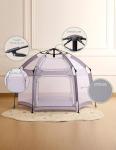 Babelio Pop up Baby Tent, Travel Playpen for Babies， Indoor and Outdoor, Portable/Foldable Play Yard W/Canopy, Travel/Nap, Sun Protection, One-Touch Storage- Light Grey