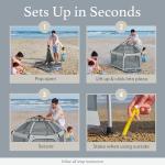 Light Grey POP 'N GO Baby Playpen - Indoor & Outdoor Playpen for Babies and Toddlers - Baby Beach Tent, Foldable, Portable W/Canopy & Travel Bag - Pop Up Pack and Play Yard