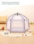 Babelio Pop up Baby Tent, Travel Playpen for Babies， Indoor and Outdoor, Portable/Foldable Play Yard W/Canopy, Travel/Nap, Sun Protection, One-Touch Storage- Light Grey