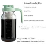 Fermus Cold Brew Coffee Filter for 32oz / 1Quart Wide Mouth Mason Jar Infuser 304 Stainless Steel Strainer with Seal Ring Design for Grounds Tea Fruit Coffee Filter (32 Ounces Mason Jar Filter)