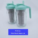 Fermus Cold Brew Coffee Filter for 32oz / 1Quart Wide Mouth Mason Jar Infuser 304 Stainless Steel Strainer with Seal Ring Design for Grounds Tea Fruit Coffee Filter (32 Ounces Mason Jar Filter)