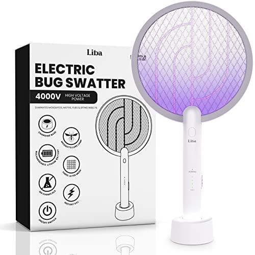 LiBa electric fly swatter racket with 4000V grid and safety mesh