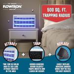 Flowtron Portable Indoor Fly Trap| Electric Insect Killer for Flies & Gnats with Dual Lure Method 30W UV Light & Pheromone Attractant | Sticky Strips, 500 Sq Ft for House & Restaurants