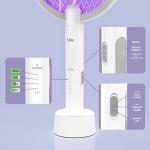 LiBa Electric Fly Swatter Racket, 2 in 1 Electric Bug Zapper USB Rechargeable, 4000V Indoor Outdoor Mosquitoes Zapper with 5 Layer Safety Mesh, Cordless Insect Killer Trap Home Office Camping Patio