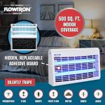 Flowtron Portable Indoor Fly Trap| Electric Insect Killer for Flies & Gnats with Dual Lure Method 30W UV Light & Pheromone Attractant | Sticky Strips, 500 Sq Ft for House & Restaurants