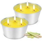 Large Citronella Candles Outdoor - Lemongrass Scented Candle Set 2 Pack Natural Wax Bucket Citronella Candles up to 180 Hours for Garden Patio Yard Home Balcony Camping Backyard