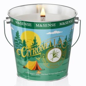 M&SENSE Citronella Peppermint Scented Candle 19.4oz,Peppermint Candles Outdoor,Summer Citronella Candles for Patio Camping BBQ,110 Hours Burn Time, Nature Soy Wax