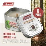Coleman Scented Outdoor Citronella Candle with Wooden Crackle Wick, Pine Scent, 6 oz (Pack of 6)