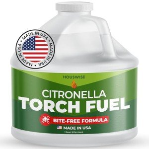 Houswise Torch Fuel (1 Gallon) - Citronella Oil for Torches for Outside, Lantern Liquid Paraffin Lamp Oil Fuel, Scented Lamp Outside Citronella Torches Outdoor Paraffin
