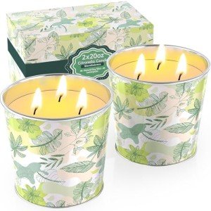 WarmEmbrace Citronella Candles Outdoor & Indoor, 40oz Large Citronella Candle 200H Burning Long Lasting, Soy Scented, 3-Wick Natural Soy Wax for Patio, Garden, Backyard, Camping, Cookout