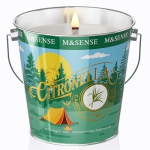 M&SENSE Citronella Candles Outdoor, 220 Hours Burn Natural Citronella Oil Soy Candle for Patio Camping, 41.5oz Large Long Lasting Lemongrass Summer Candles for Indoor Home Scented