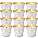 Citronella Candles Outdoor, 12 Pack Citronella Candle Set Made with Citronella Oils and Natural Soy Wax, 180 Hour Burn Time, 2 oz Small Bucket Candles for Patio, Home, Backyard, Camping