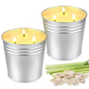 Citronella Candles Outdoor Indoor, 30oz Large Citronella Candles for Patio, 3-Wicks Summer Candle for Outside Garden Camping, 200 Hour Long-Lasting Burn Time,Soy Bucket Candle Set
