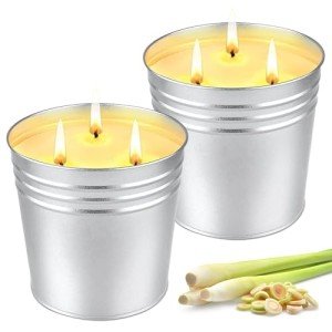 Citronella Candles Outdoor, Large 34oz Citronella Candle for Home Patio, 3 Wicks Natural Soy Candle for Summer, 200 Hours Long Lasting Burn Outside Candles for Garden, Yard Balcony, Summer Camping