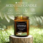 Citronella Candle, Indoor Outdoor Lemongrass Scented Candle，Natural Soy Wax Jar Candle, 50-Hour Burn Time, 7 oz