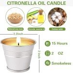 Citronella Candles Outdoor, 12 Pack Citronella Candle Set Made with Citronella Oils and Natural Soy Wax, 180 Hour Burn Time, 2 oz Small Bucket Candles for Patio, Home, Backyard, Camping