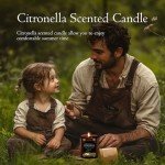 Citronella Candle, Indoor Outdoor Lemongrass Scented Candle，Natural Soy Wax Jar Candle, 50-Hour Burn Time, 7 oz