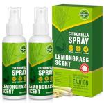 SCENTORINI Citronella Spray, DEET-Free, Natural Air Freshener Spray, 6.76 oz (2 Pack), Plant-Based Lemongrass Essential Oil, for Outdoor, Camping, Hiking, Traveling