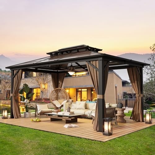 YOLENY 10x13 permanent aluminum frame hardtop gazebo