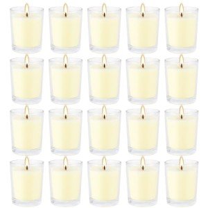 Set of 20 x 2.0 oz Votive Citronella Candles in Glass Cup Decorative Candle Yellow Citronella Tea Lights Indoor Outdoor Patio Scented Candles Bulk…