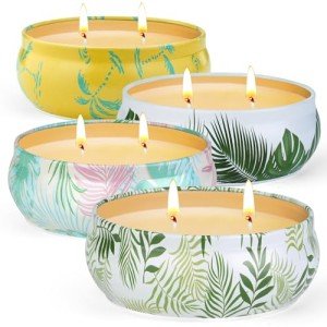 Citronella Candles Outdoor, 4 Pack 8OZ Citronella Candle for Patio, 2 Wick Lemongrass Candle, Natural Soy Wax Scented Candles Long Burning for Indoor Outdoor Camping Garden Summer Vocation