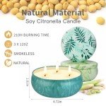 Citronella Candles Outdoor, Large Citronella Candle Outdoor for Patio, 3 Pack 12oz Summer Candle Bulk for Home Garden Yard Camping Party Indoor Outside Decorative, 210 Hours Long Burning, 3 Wick