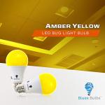 2-Pack Solray A19 Amber Yellow LED Bug Light Bulb No Blue Light Outdoor 650 Lumens 120V E26 Medium Base 9.5-Watt (40-Watt Replacement) A19 Outdoor Bug LED Warm Light Bulb
