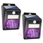 2 Pack of Solar Mosquito Zapper & Outdoor Light - 1000V Electric Bug Trap, Solar-Powered Fly Killer with Motion Sensor, Waterproof & Cordless