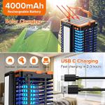 Bug Zapper Indoor Outdoor, Mosquito Trap Cordless & Rechargeable, Mosquito Zapper Solar Powered, 4200V Killer with Reading Lamp Equipped 4000mAh Battery for Home