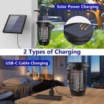 PALONE Solar Bug Zapper 2-in-1 Mosquito Killer Lamp Indoor 4500V Fly Zapper Outdoor Solar Powered with Ground Pole Type-C Rechargeable Insect Fly Trap with UV Light for Home Patio Backyard Camping