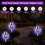 4 Pcs Solar Bug Zapper Outdoor Waterproof Solar Powered Mosquito Zapper Repellent Lamp Cordless Fly Insect Zappers for Garden Yard Patio Backyard Pathway
