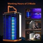 Bug Zapper Indoor Outdoor, Mosquito Trap Cordless & Rechargeable, Mosquito Zapper Solar Powered, 4200V Killer with Reading Lamp Equipped 4000mAh Battery for Home