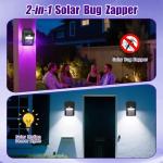 2 Pack of Solar Mosquito Zapper & Outdoor Light - 1000V Electric Bug Trap, Solar-Powered Fly Killer with Motion Sensor, Waterproof & Cordless