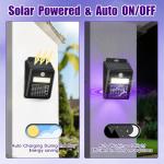 2 Pack of Solar Mosquito Zapper & Outdoor Light - 1000V Electric Bug Trap, Solar-Powered Fly Killer with Motion Sensor, Waterproof & Cordless