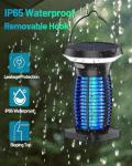 Solar Bug Zapper Outdoor, Mosquito Zapper Solar Powered, Electric Fly Zapper with Camping Lantern, Waterproof Insect Zapper, Cordless Mosquito Killer Lamp for Indoor Outdoor