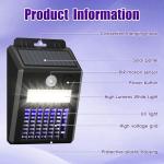 2 Pack of Solar Mosquito Zapper & Outdoor Light - 1000V Electric Bug Trap, Solar-Powered Fly Killer with Motion Sensor, Waterproof & Cordless