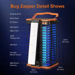 Bug Zapper Indoor Outdoor, Mosquito Trap Cordless & Rechargeable, Mosquito Zapper Solar Powered, 4200V Killer with Reading Lamp Equipped 4000mAh Battery for Home