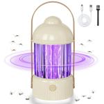 Bug Zappers Indoor UV Mosquito Zappers with Led Light, 3000V Electric Trap Fly Zappers, Upgraded Fruit Fly Killer Mosquito Lamp for Bedroom, Living Room, Balcony(Cream Yellow)