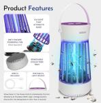 Bug Zapper, Indoor and Outdoor UV LED Mosquito Zapper Trap with Fan, Portable Electric Fly Trap with Easy-Empty Tray