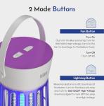 Bug Zapper, Indoor and Outdoor UV LED Mosquito Zapper Trap with Fan, Portable Electric Fly Trap with Easy-Empty Tray