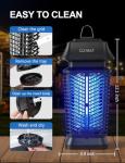 CLEVAST Bug Zapper Outdoor - Electric Mosquito Killer with LED UV Light, Waterproof Fly Trap for Patio, Yard, Garden, Indoor Use, Black Insect Zapper Lamp - Modern