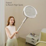 GeckoMan Rotating Head Electric Fly Swatter Racket Rechargeable Bug Zapper Racket Bug Zapper Indoor Fly Zapper Mosquito Zapper Flies Killer for Indoors, with a Telescopic Extension