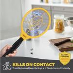 Electric Fly Swatter [Set of 2] Handheld Bug Zapper Racket for Indoor/Outdoor - Powerfull 1500 Volt Instant Flies/Bug & Mosquito - Portable Fly Zapper Battery Operated (AA Batteries not Included)