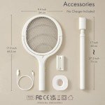 GeckoMan Rotating Head Electric Fly Swatter Racket Rechargeable Bug Zapper Racket Bug Zapper Indoor Fly Zapper Mosquito Zapper Flies Killer for Indoors, with a Telescopic Extension