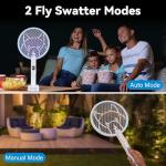 Nymrix Electric Fly Swatter Racket, 2 in 1 Mosquito Bug Zapper 4100V Handheld Mosquito Killer with 1800 mAh Rechargeable Battery, Purple Light and 3-Layer Safety Mesh for Indoor Outdoor Blue